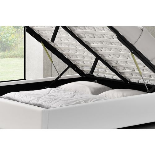 Lit Kennington - Structure De Lit Blanc Avec Coffre De Rangement Intégré -140x190 Cm