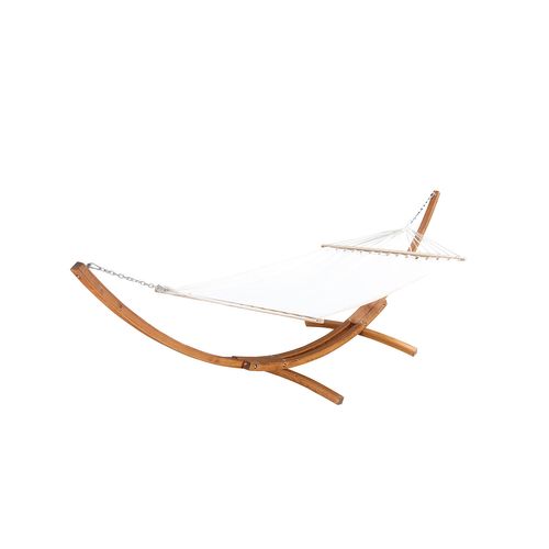 Lagoa - Hamac Bois Sur Support 3,15 M - 1 Personne - Toile Poly-coton Ecru