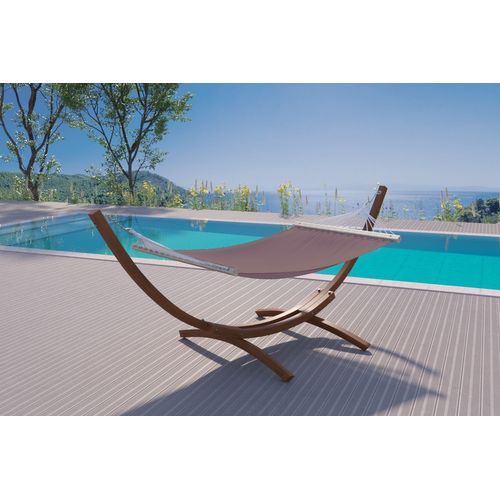 Lagoa : Hamac Bois Sur Support 3,15 M Avec Toile Poly-coton Chocolat
