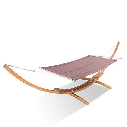 Lagoa : Hamac Bois Sur Support 3,15 M Avec Toile Poly-coton Chocolat