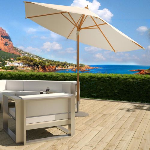 Cancún écru : Parasol Bois D. 300cm Inclinable
