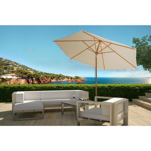 Cancún écru : Parasol Bois D. 300cm Inclinable