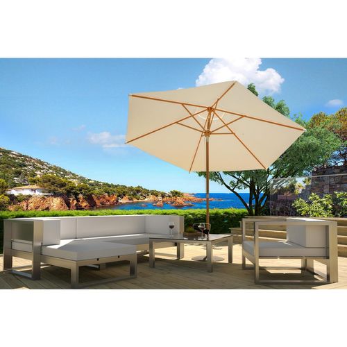 Cancún écru : Parasol Bois D. 300cm Inclinable
