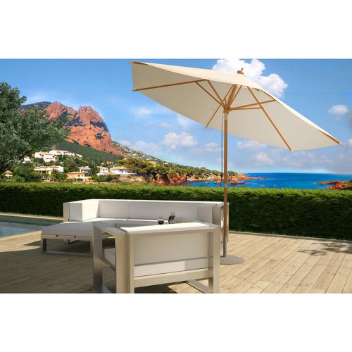 Cancún écru : Parasol Bois D. 300cm Inclinable