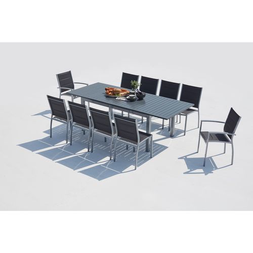 Arezzo 10 - Salon De Jardin Extensible 10 Places Gris