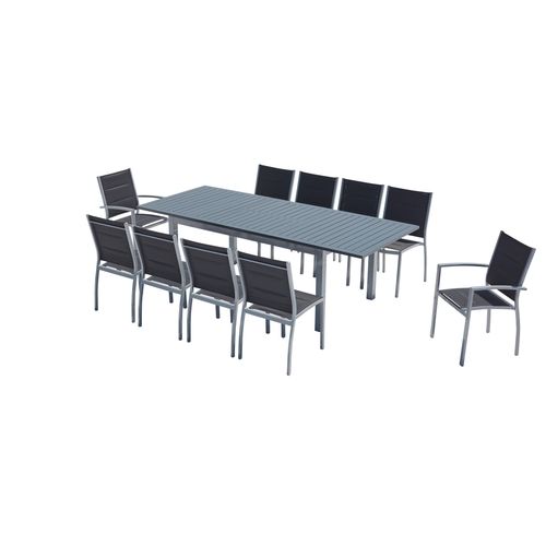 Arezzo 10 - Salon De Jardin Extensible 10 Places Gris