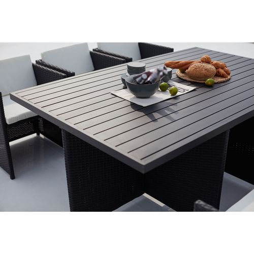 Sunset - Table Et Chaise 10 Places Encastrables Alu Résine Noir-blanc