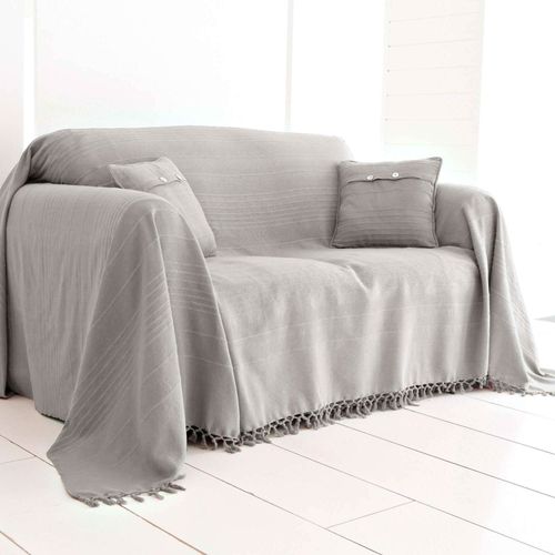 Jeté De Canapé 270x250 Gris En Coton