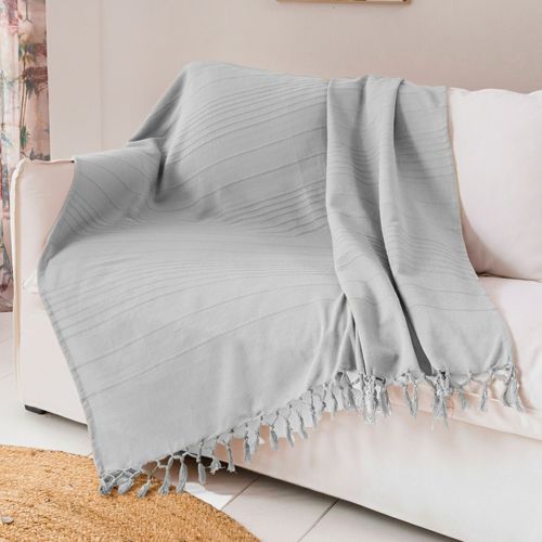 Jeté De Canapé 270x250 Gris En Coton