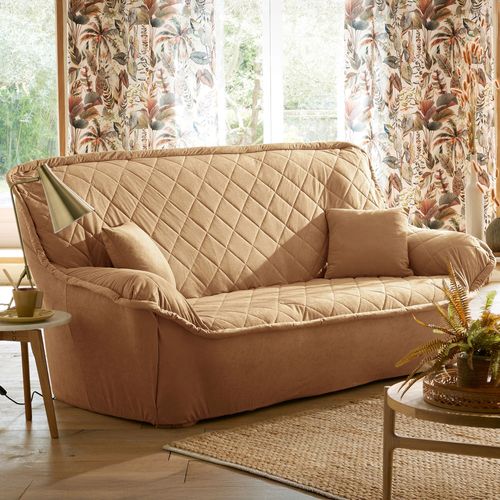Housse Fauteuil 1 Place Marron Noisette En Polyester