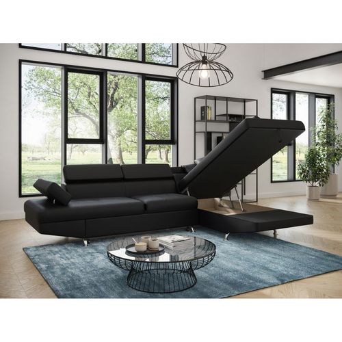 Canapé D'angle Rio Convertible Avec Coffre En Simili - Angle Droit,  Noir