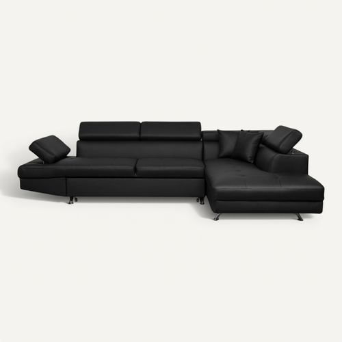 Canapé D'angle Rio Convertible Avec Coffre En Simili - Angle Droit,  Noir