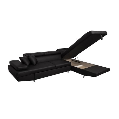 Canapé D'angle Rio Convertible Avec Coffre En Simili - Angle Droit,  Noir