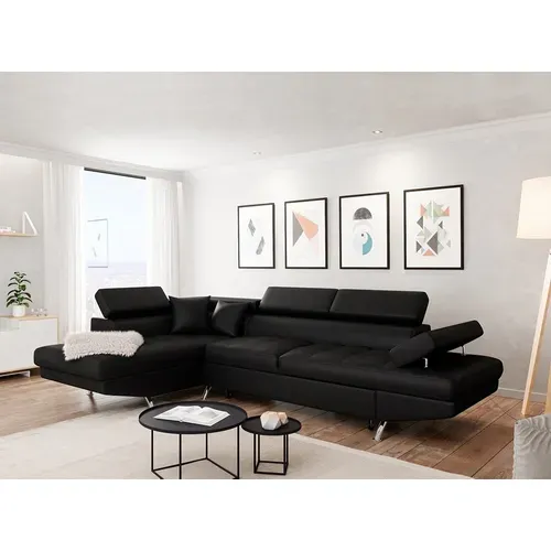 Canapé D'angle Rio Convertible Avec Coffre En Simili - Angle Gauche,  Noir