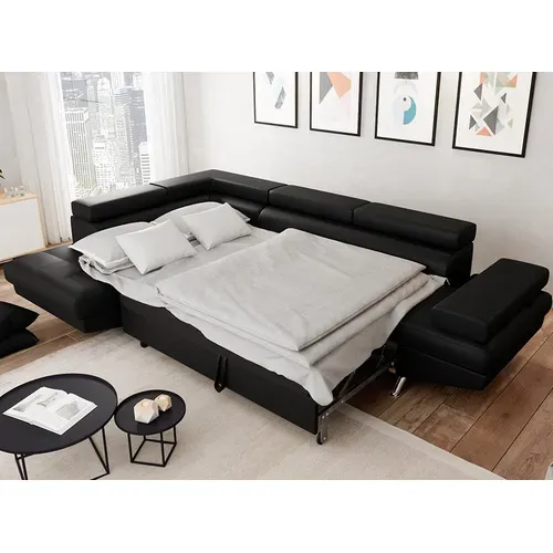 Canapé D'angle Rio Convertible Avec Coffre En Simili - Angle Gauche,  Noir