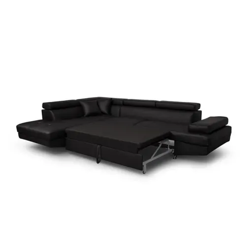Canapé D'angle Rio Convertible Avec Coffre En Simili - Angle Gauche,  Noir