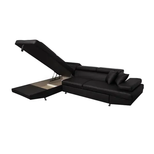 Canapé D'angle Rio Convertible Avec Coffre En Simili - Angle Gauche,  Noir