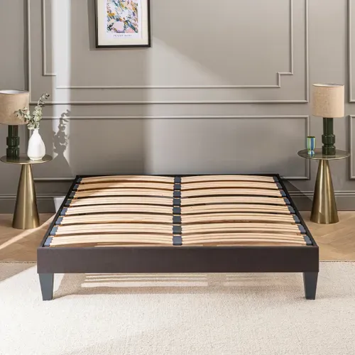 Sommier à Lattes En Bois Kit15 140x200 Cm Coloris Gris  Livré En Kit