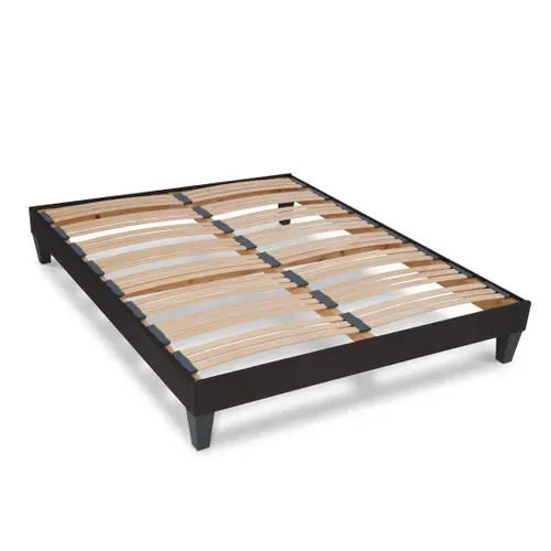 Sommier à Lattes En Bois Kit15 140x200 Cm Coloris Gris  Livré En Kit