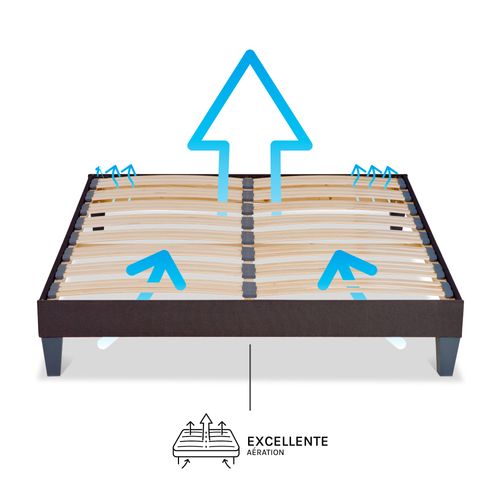 Sommier à Lattes En Bois Kit15 140x200 Cm Coloris Gris  Livré En Kit