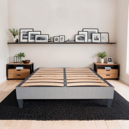 Sommier à Lattes En Bois Ergostar 140x190 Cm Coloris Gris Clair Livré En Kit