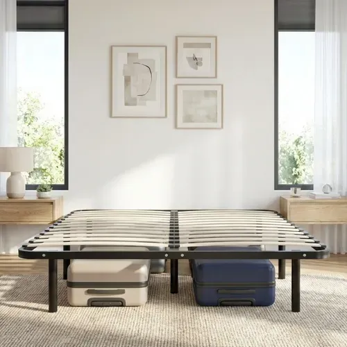 Sommier à Lattes En Métal Somkit 160x200 Cm Coloris Noir Livré En Kit