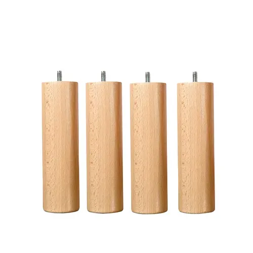 Jeu De Pieds De Lit Cylindriques En Bois Hauteur 25 Cm (lot De 4)