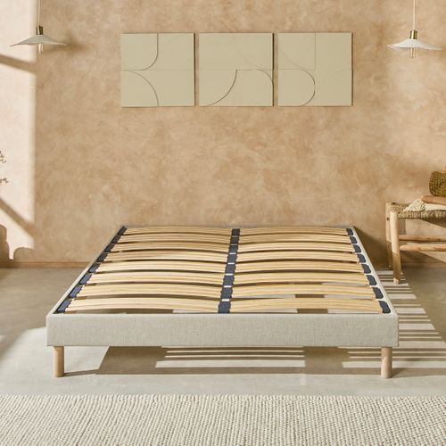 Sommier à Lattes En Bois Lino 90x200 Cm Coloris Beige Livré En Kit
