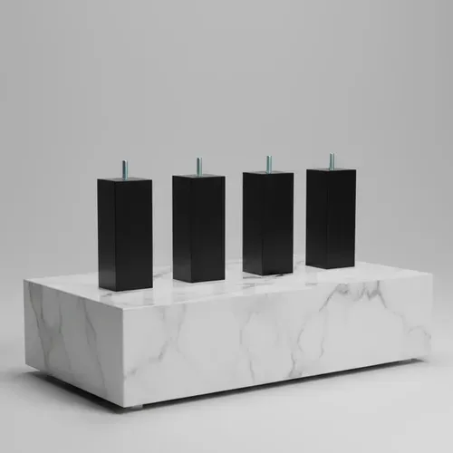 Jeu De 4 Pieds De Lit Carrés En Bois Noirs Hauteur 10 Cm