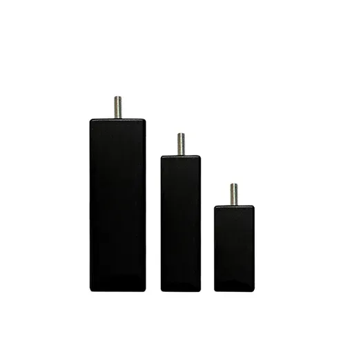 Jeu De 4 Pieds De Lit Carrés En Bois Noirs Hauteur 10 Cm