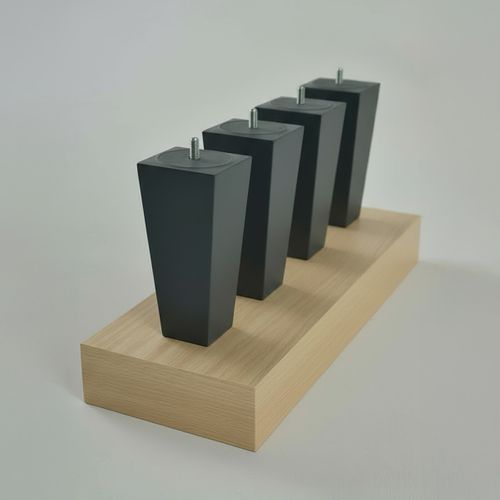 Jeu De Pieds De Lit Triangulaires Gris Hauteur 16 Cm (lot De 4)