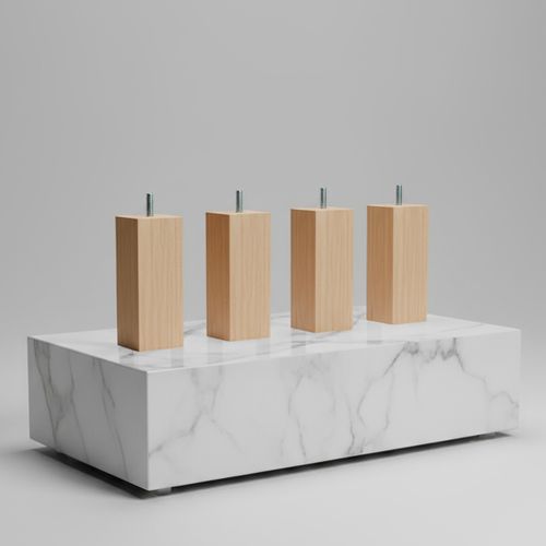 Jeu De 4 Pieds De Lit Carrés En Bois Hauteur 15 Cm