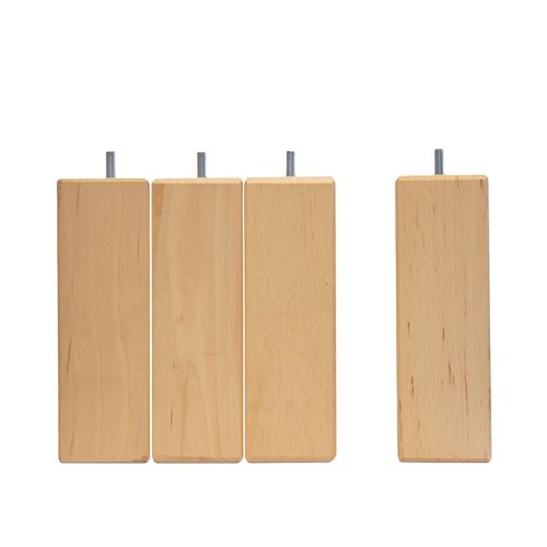 Jeu De 4 Pieds De Lit Carrés En Bois Hauteur 15 Cm