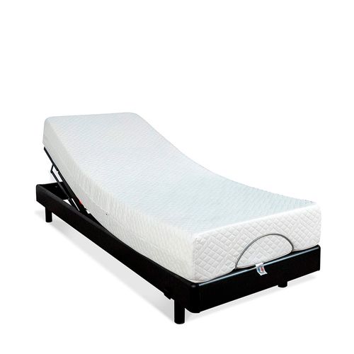 Ensemble Matelas Mousse Accueil Mémoire De Forme + Sommier électrique Superflex 70x190 Cm