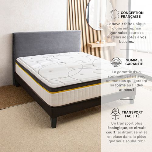Bellecour Literie Pack Bellecour 3.0 160x200 Cm Matelas Ressorts + Sommier Bois + Accessoires