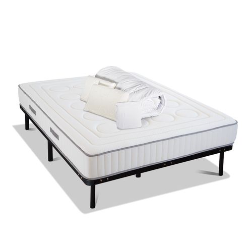 Pack Cristal 180x200 Cm Matelas Mousse + Sommier Métal + Accessoires