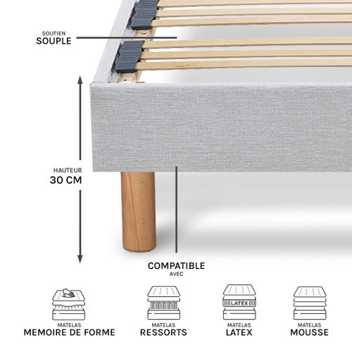 Sommier à Lattes En Bois Capitole 140x190 Cm Coloris Gris Clair Livré En Kit