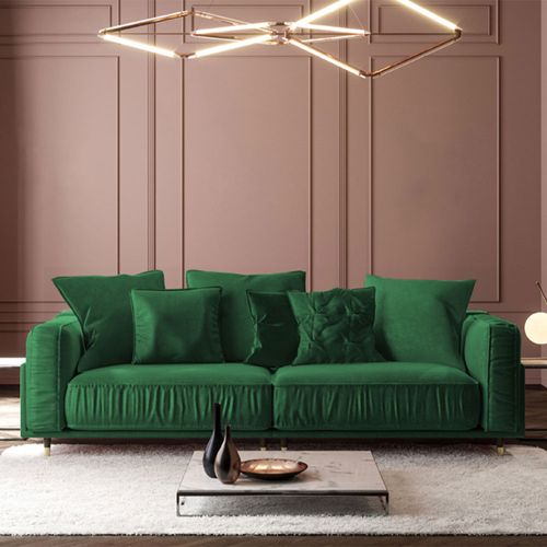 Canapé Velours Vert Fiorenzo - 3 Places