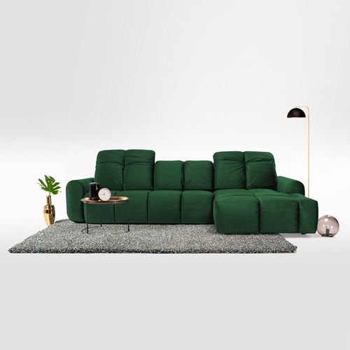 Canapé Velours Convertible Angle Droit Vert Anacapri - 3 Places