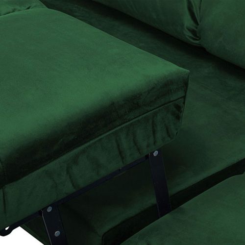Canapé Velours Convertible Angle Droit Vert Anacapri - 3 Places