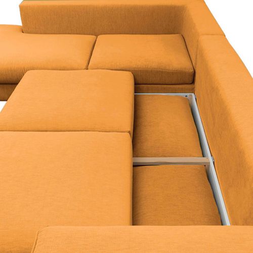 Canapé Angle Gauche Fiesole En Velours Jaune - 4 Places