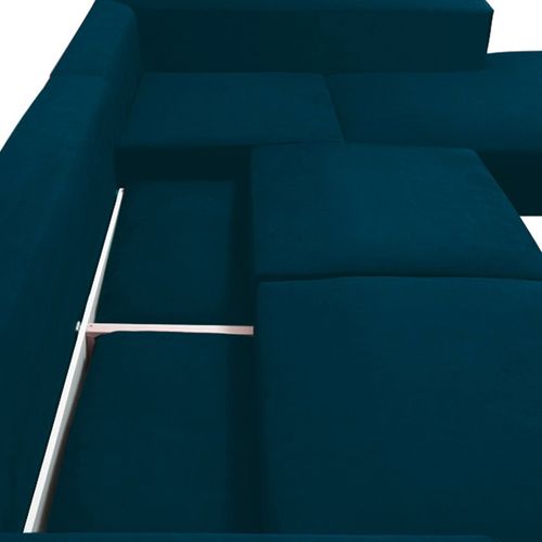 Canapé Angle Droit Fiesole En Velours Bleu - 4 Places
