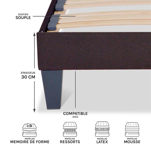 Sommier En Kit Tissu Gris Anthracite - 180 X 200 Cm