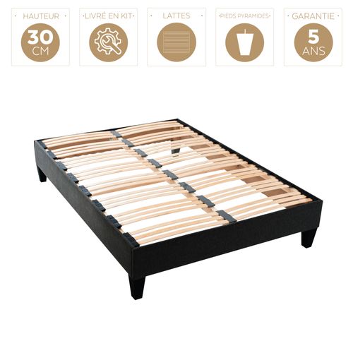 Sommier En Kit Tissu Gris Anthracite - 180 X 200 Cm