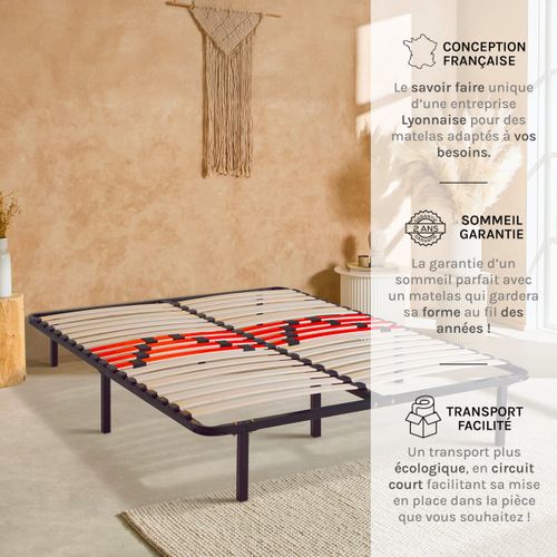 Kit Cadre à Lattes Morphologiques avec pieds - 140x190 cm  - Zones De Confort