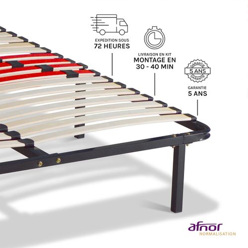 Kit Cadre à Lattes Morphologiques avec pieds - 140x190 cm - Zones De Confort
