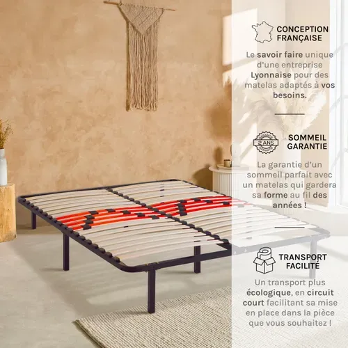 Kit Cadre à Lattes  - 180 X 200 Cm - Morphologique Zones De Confort