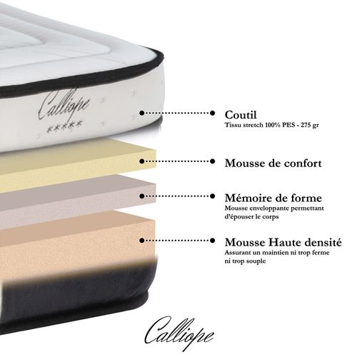 Matelas Calliope Mémoire De Forme + Mousse Hd - 160 X 200 Cm