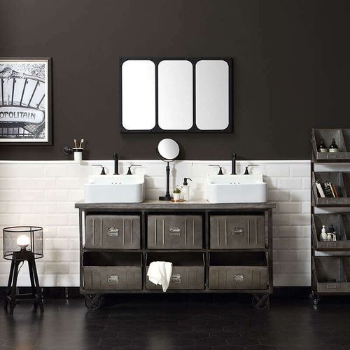Meuble En Bois Et Métal - Gris - 150 Cm - Collection Industrialis