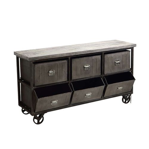 Meuble En Bois Et Métal - Gris - 150 Cm - Collection Industrialis